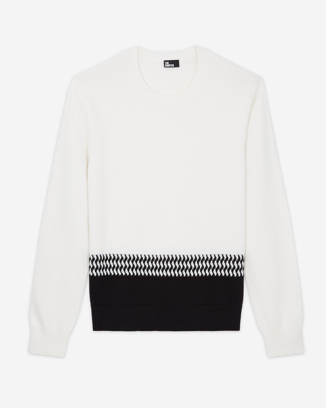The Kooples MEN WHITE / BLACK two-tone knit sweater