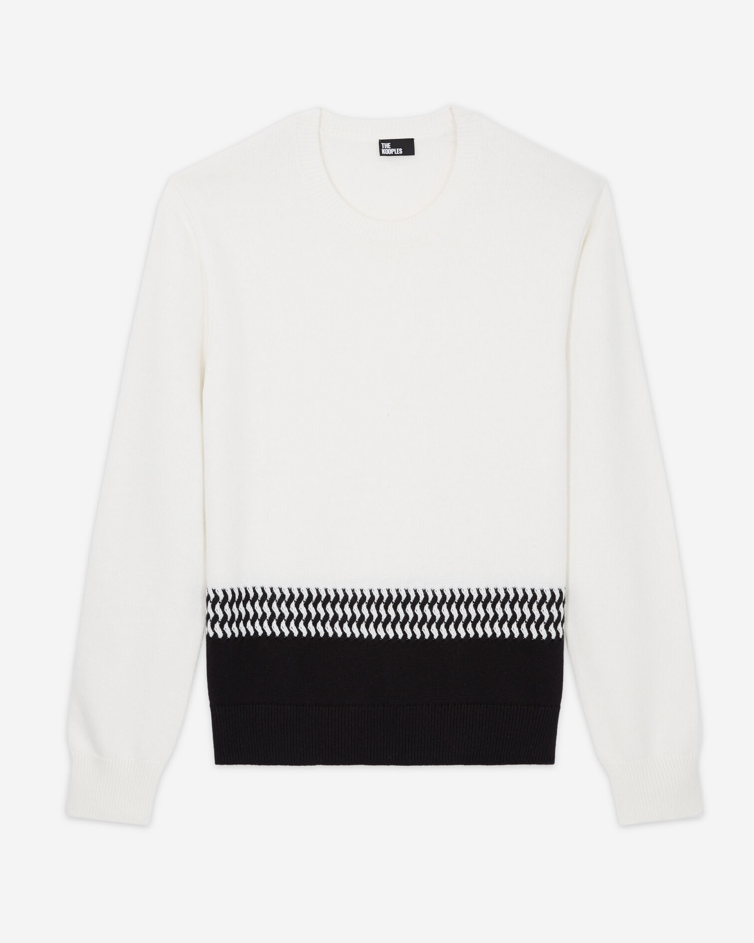 Two-tone knit sweater, WHITE / BLACK, hi-res image number null