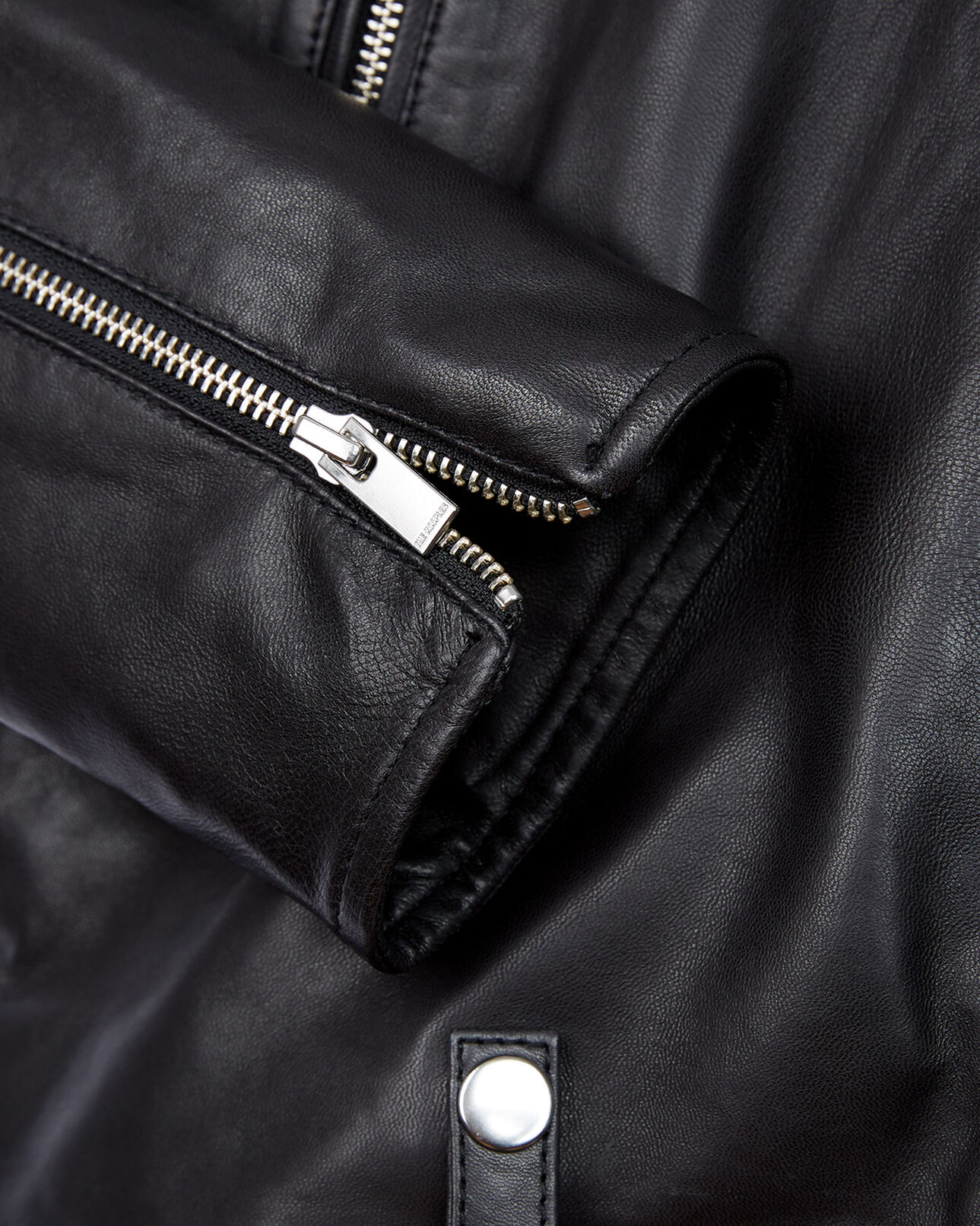 The Kooples MEN BLACK zipped black leather biker jacket