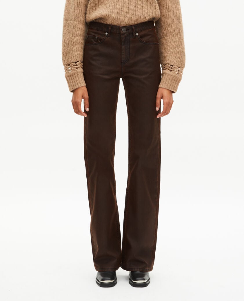 The Kooples FEMME BROWN jean coupe flare marron