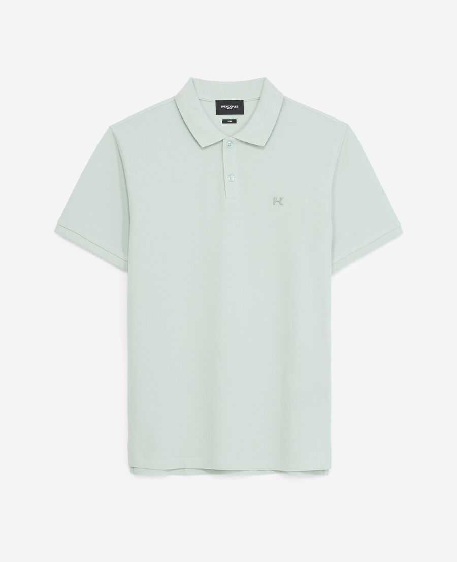 mint green polo with rubber logo