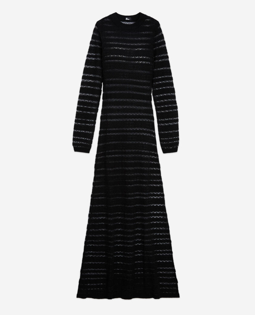 The Kooples WOMEN BLACK long black wool dress