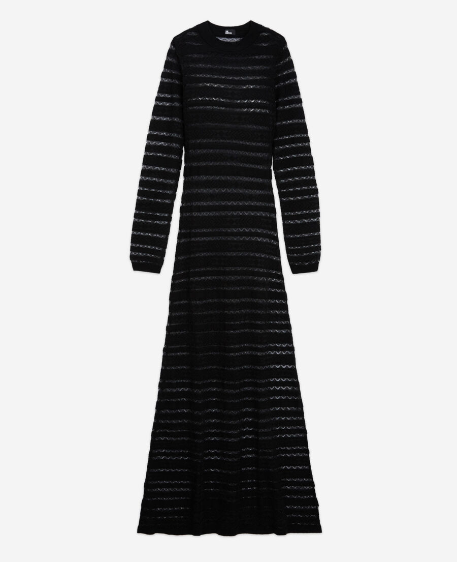 The Kooples MUJER BLACK vestido largo lana negro