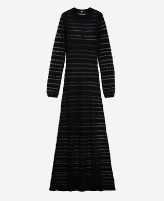 The Kooples MUJER BLACK vestido largo lana negro