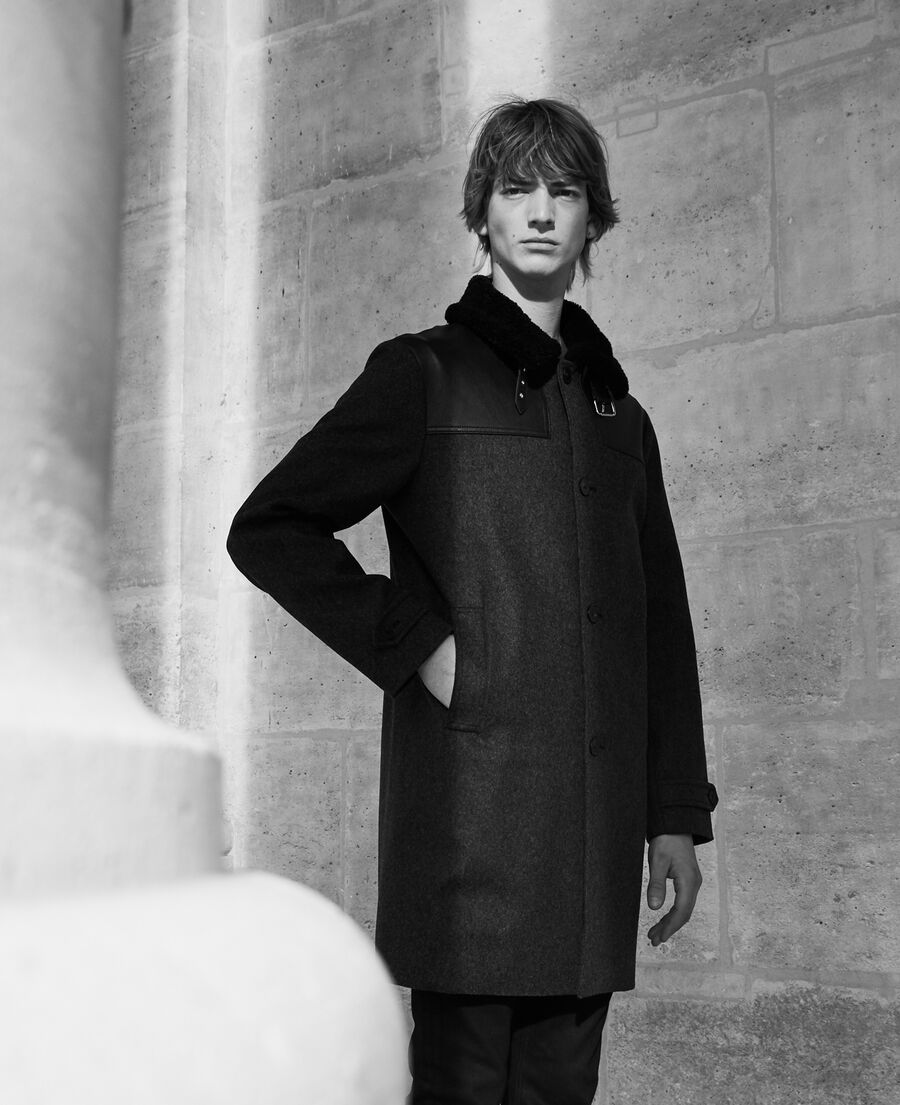 long black coat with patch pockets