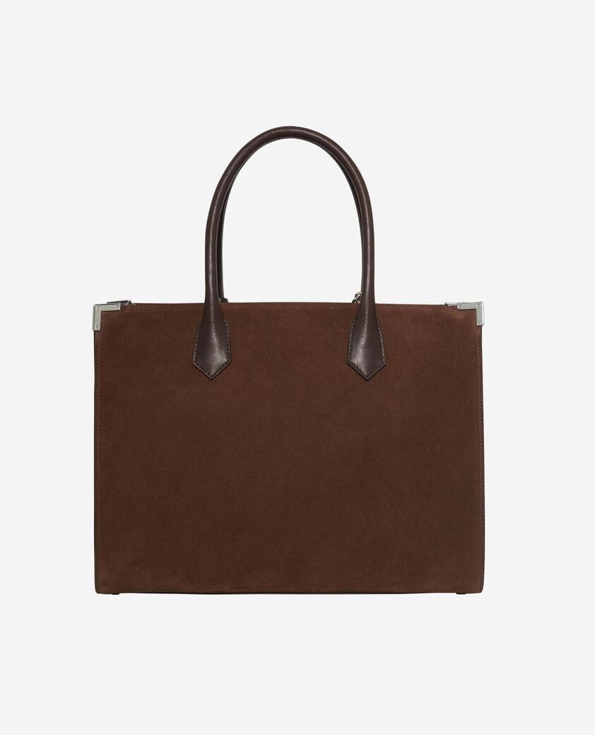 The Kooples FEMME CHOCOLATE sac cabas ming l en suède marron