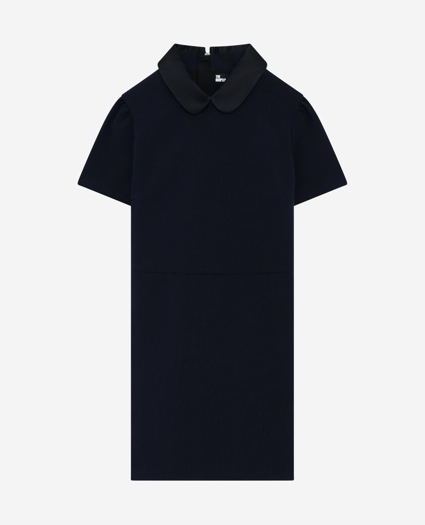 The Kooples WOMEN NAVY short dress with claudine collar in navy satin