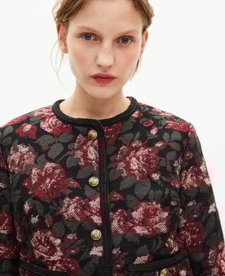 The Kooples WOMEN BLACK - RED jacket in burgundy pink jacquard