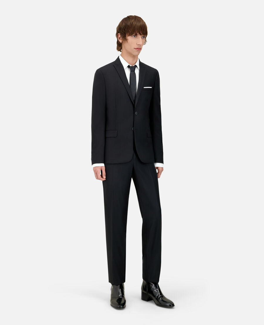 The Kooples HOMME BLACK veste de costume à pochette en laine noire 