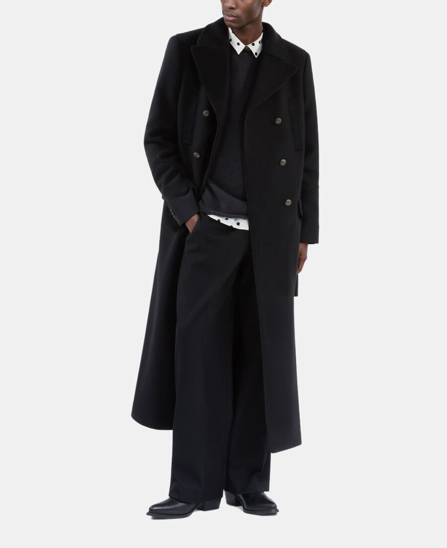 The Kooples MEN BLACK long black wool blend coat