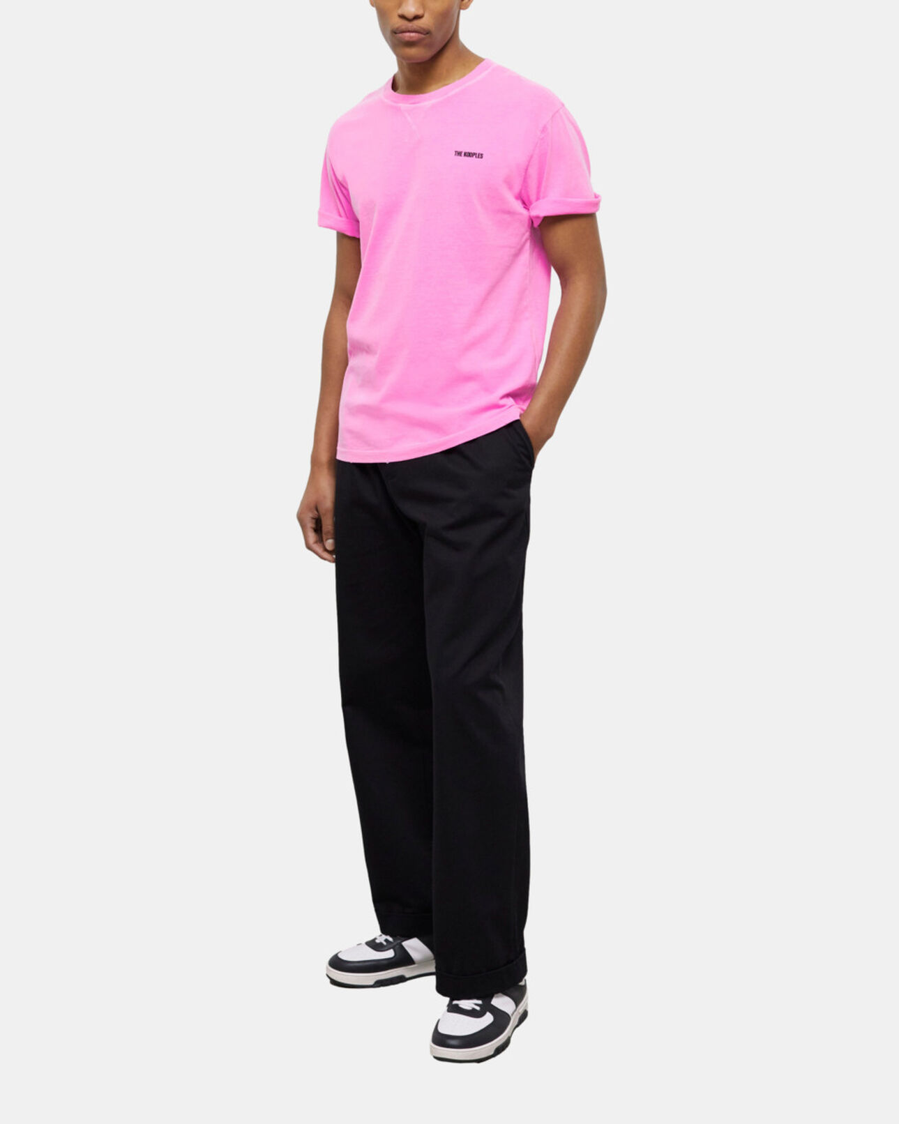 The Kooples HOMME FLUO PINK t-shirt homme rose fluo avec logo
