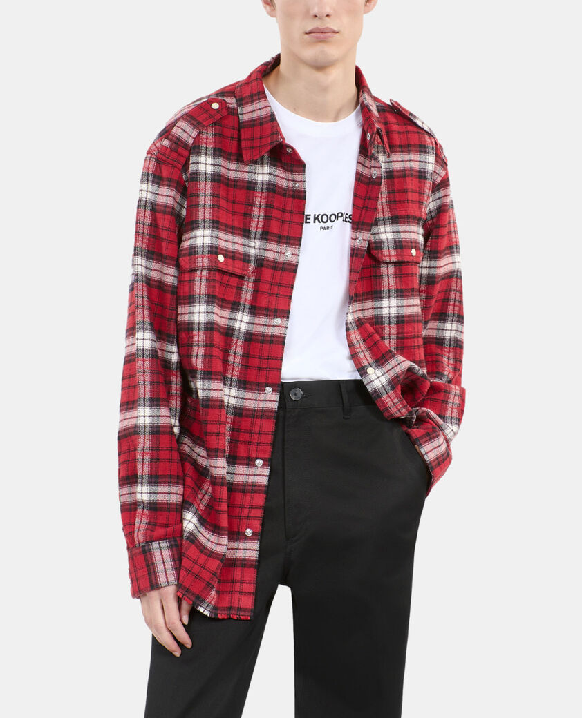 The Kooples HERREN BLACK-RED-WHITE schwarz-wei&szlig; kariertes jackenhemd