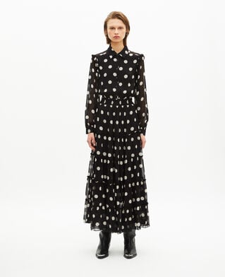 The Kooples F BLACK WHITE black polka dot maxi dress