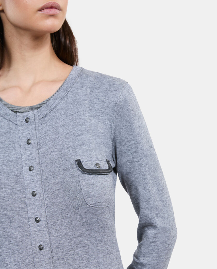 The Kooples DAMEN GREY MELANGE lang&auml;rmeliges, graues t-shirt