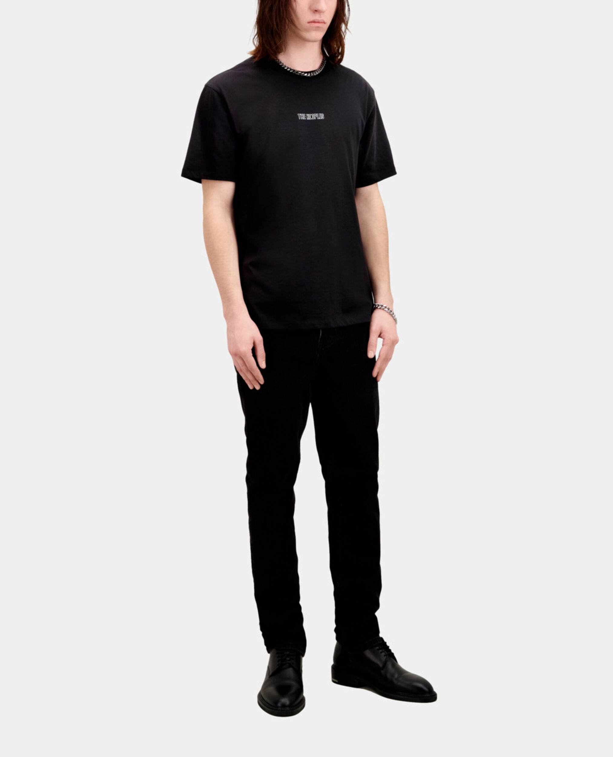 Men's black t-shirt with logo, BLACK, hi-res image number null