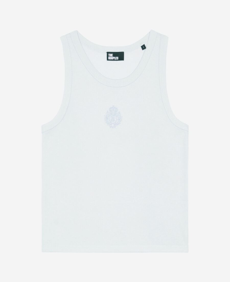The Kooples F LIGHT BLUE tank top with light blue coat of arms