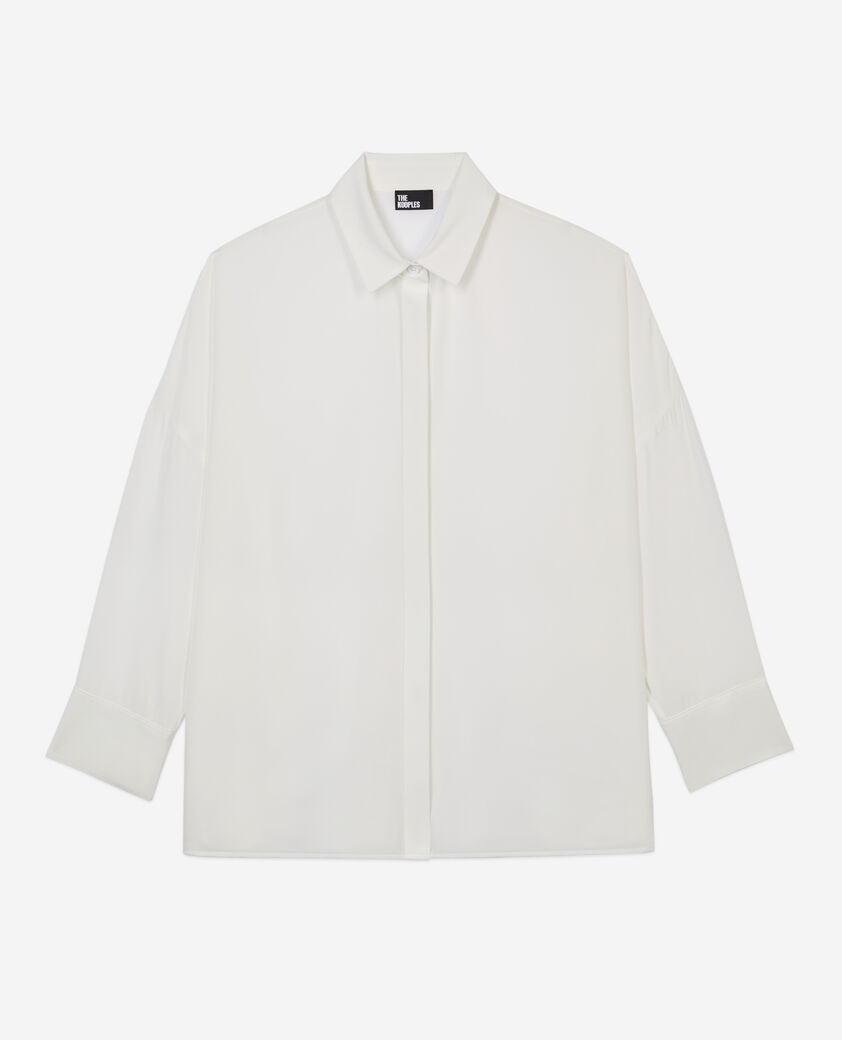 The Kooples FEMME WHITE chemise ample en soie lavée blanche