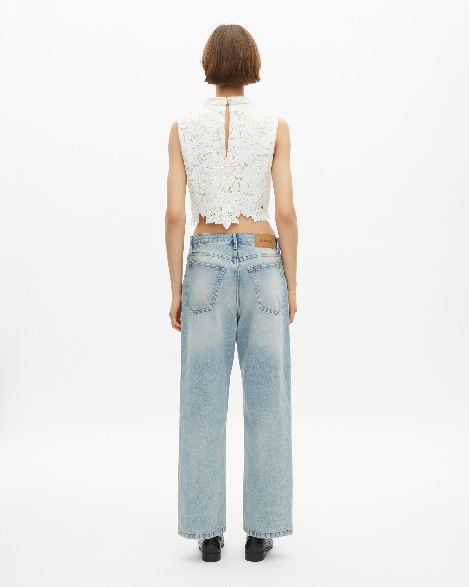 Ecru floral lace top, ECRU, hi-res image number null