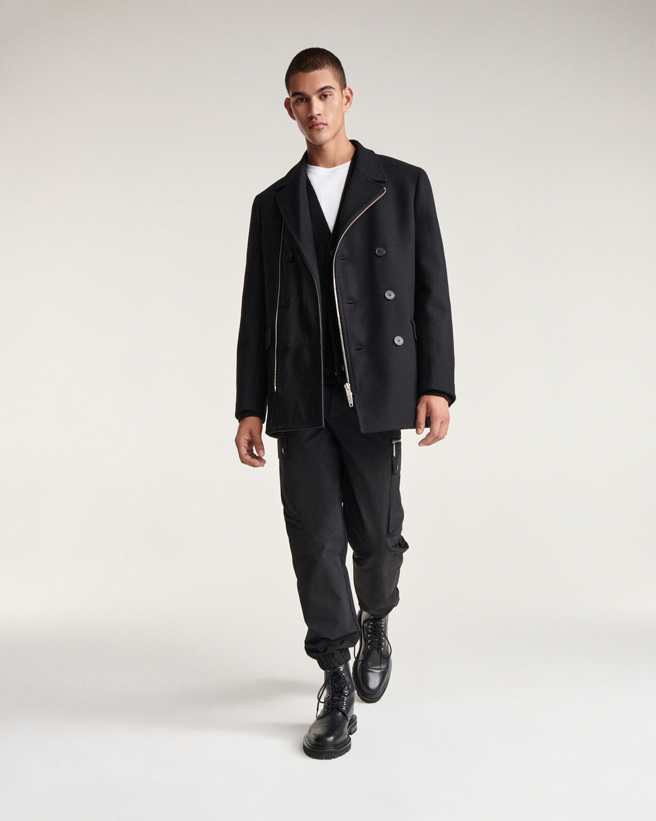 The Kooples HOMME BLACK boots en cuir noir à semelle épaisse