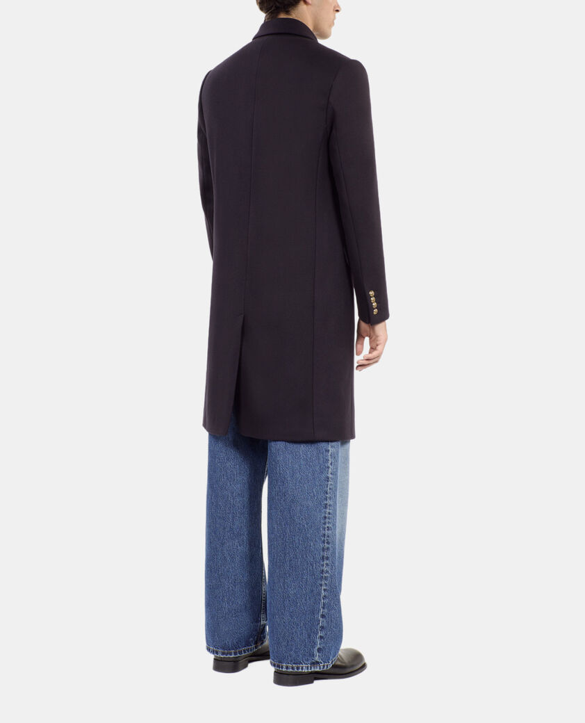 The Kooples HOMME NAVY manteau long en laine mélangée bleu marine