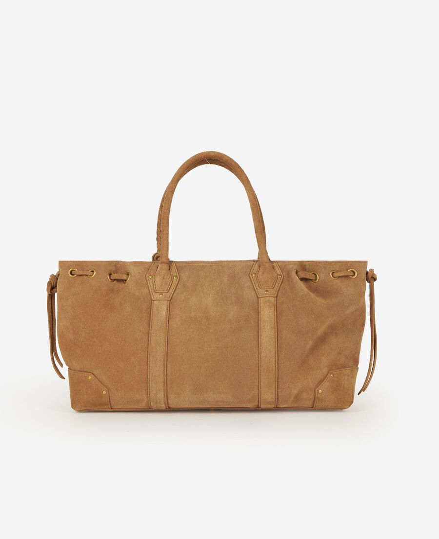 The Kooples F CAMEL brown suede tote bag