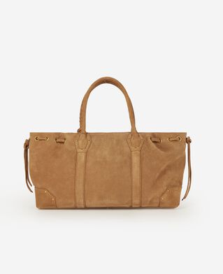 The Kooples F CAMEL brown suede tote bag