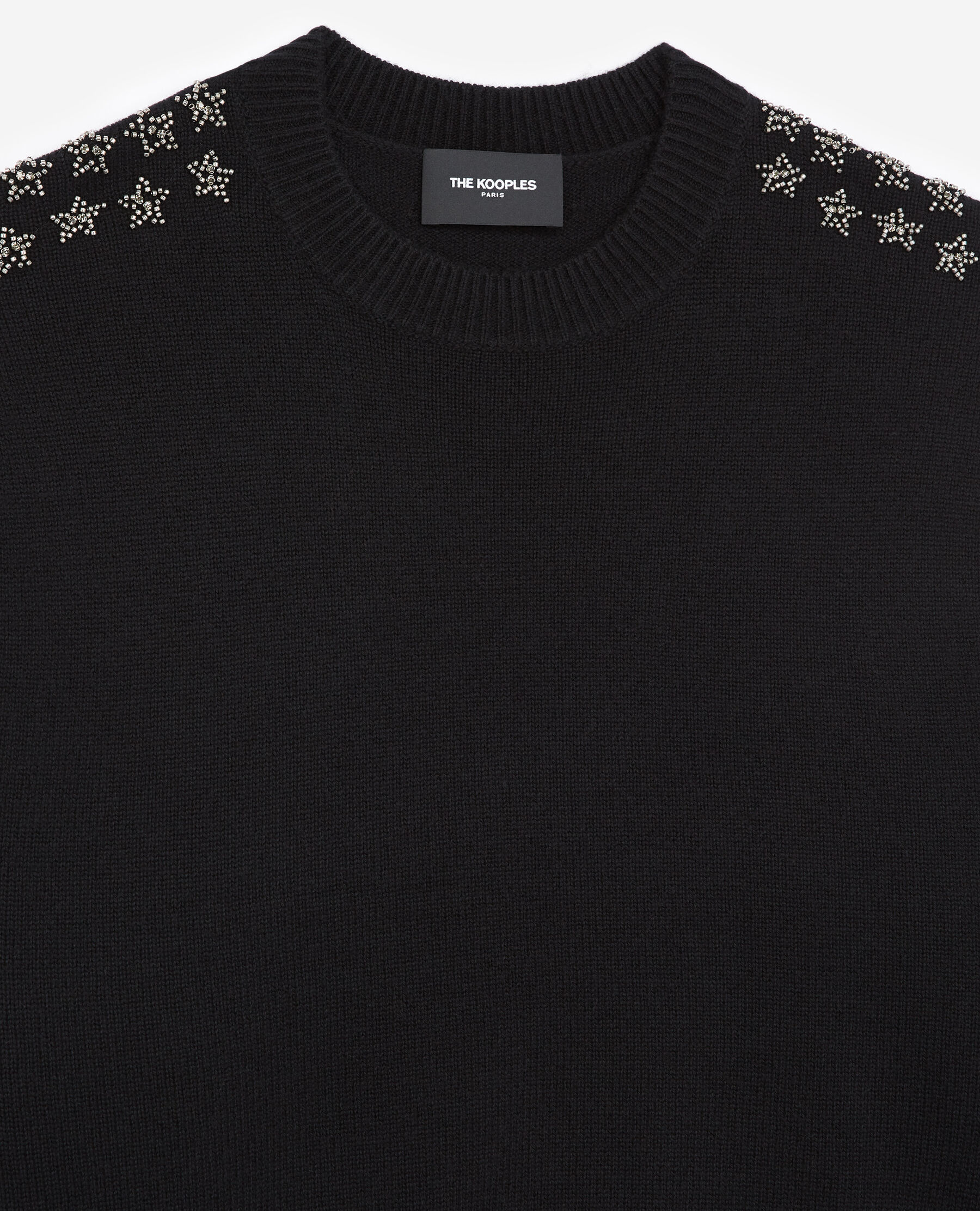Black cashmere and wool sweater w rhinestone