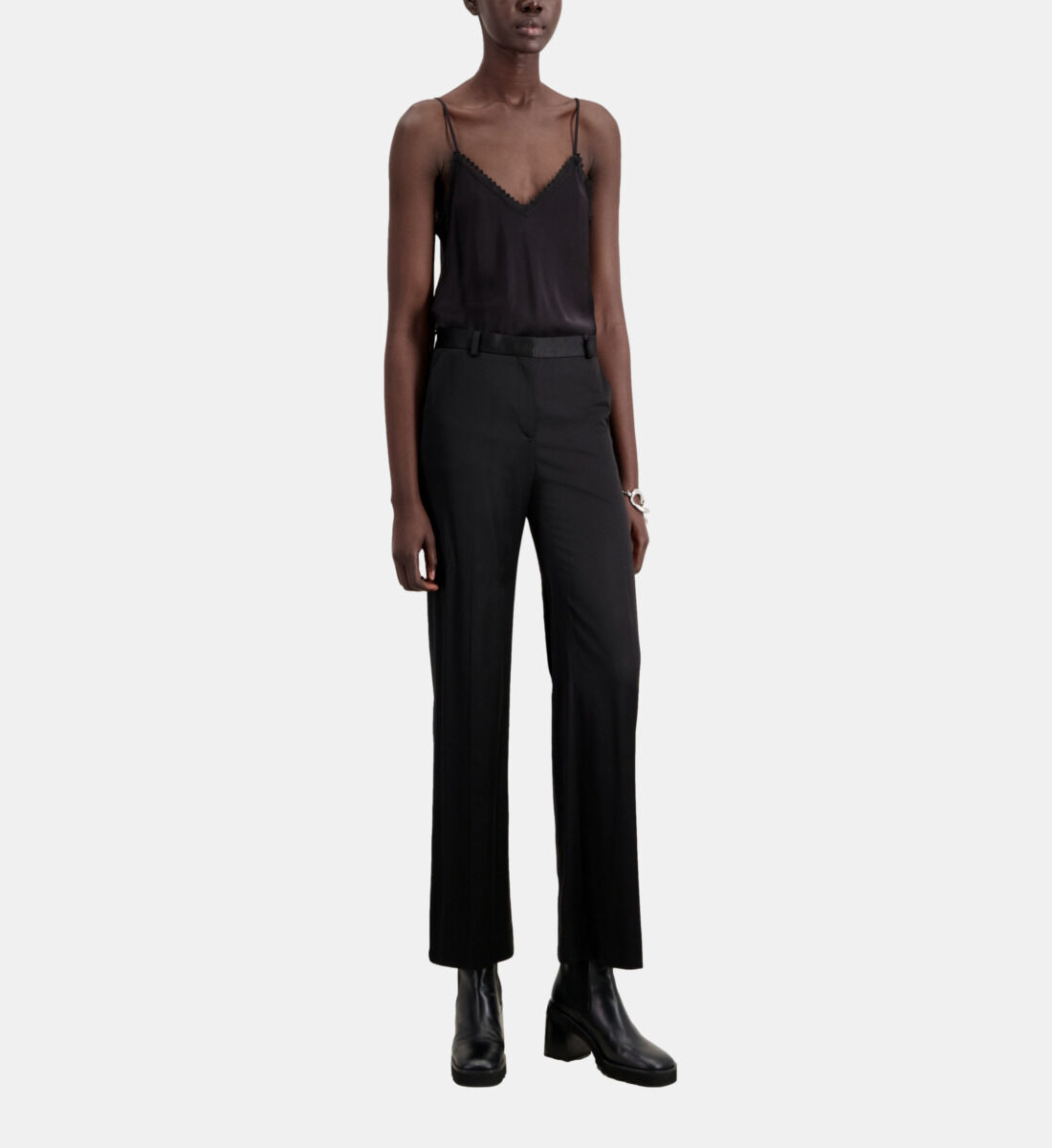 Black satin suit trousers The Kooples US