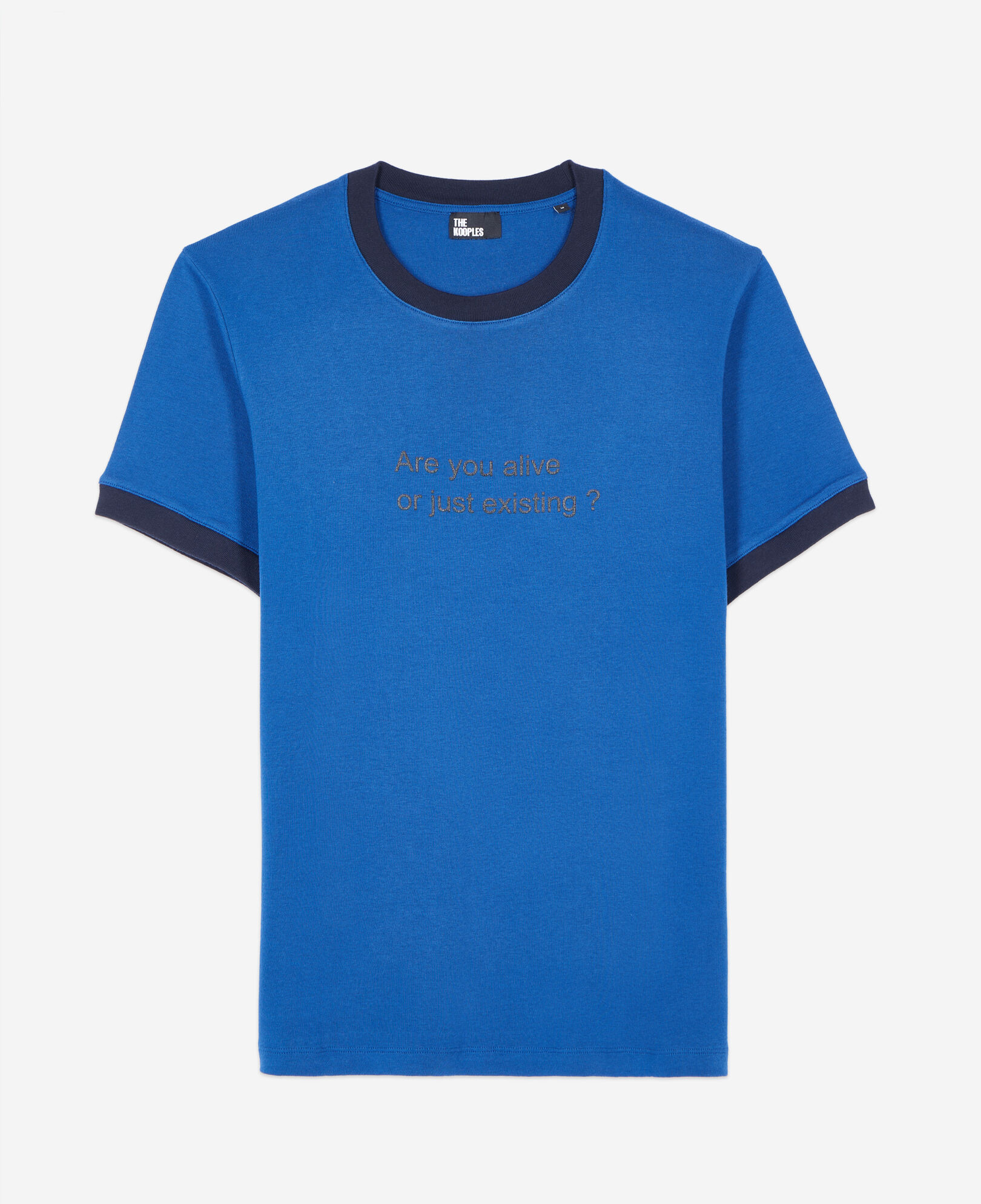 The Kooples MEN BLUE BRUT blue are you alive serigraphy t-shirt