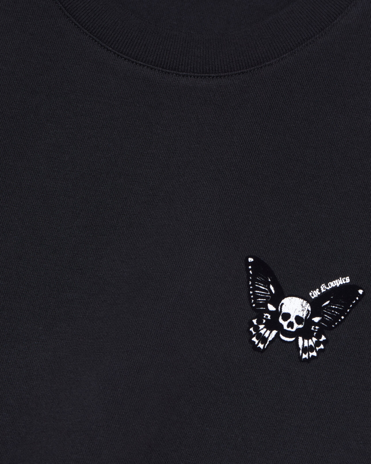 The Kooples MEN BLACK black t-shirt with butterfly flocking