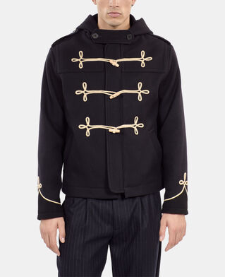 The Kooples HOMME DARK NAVY caban court &agrave; capuche bleu marine