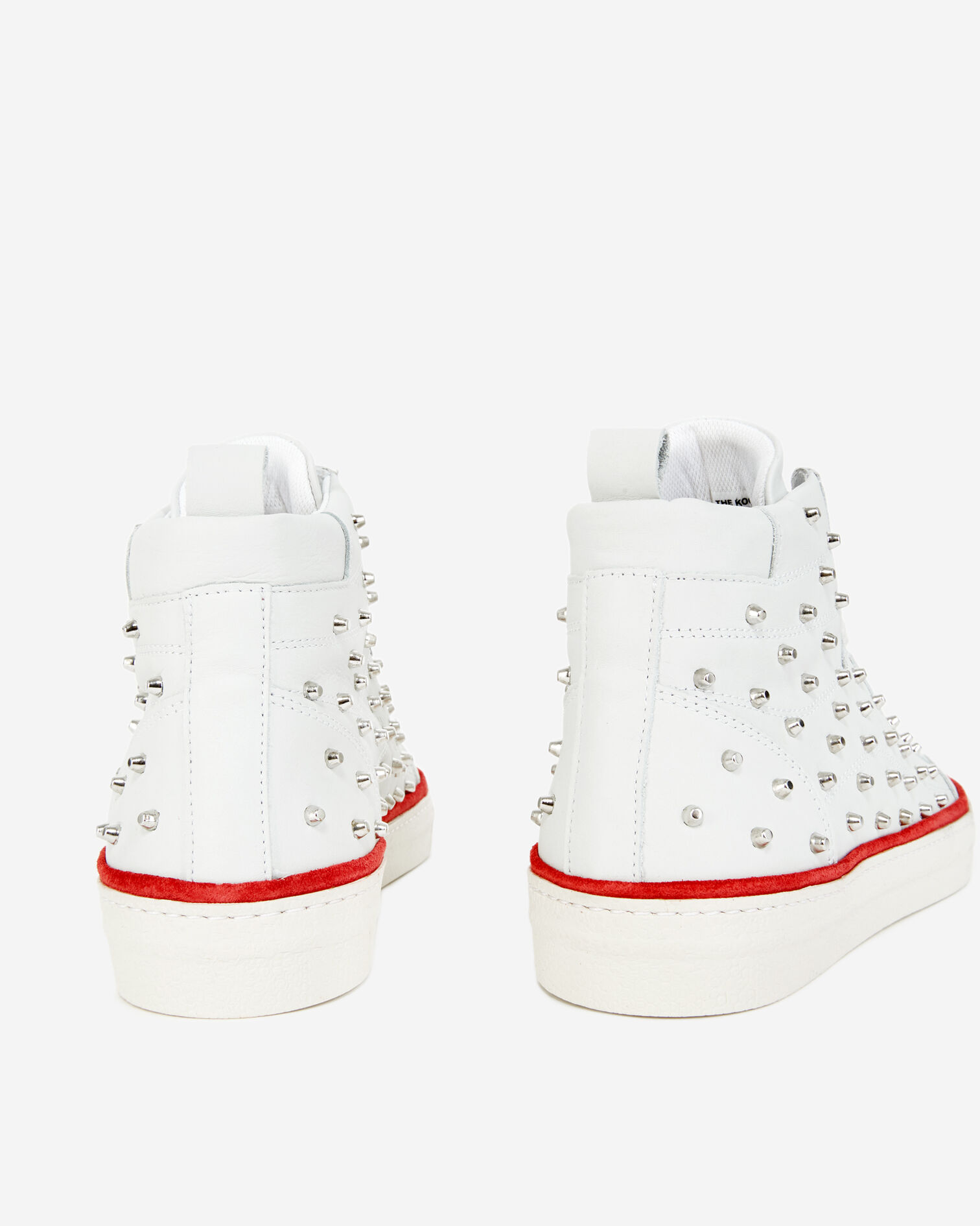 Studded white leather sneakers, WHITE, hi-res image number null