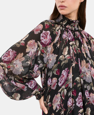 The Kooples FEMME BLACK / PURPLE robe courte imprim&eacute; fleuri