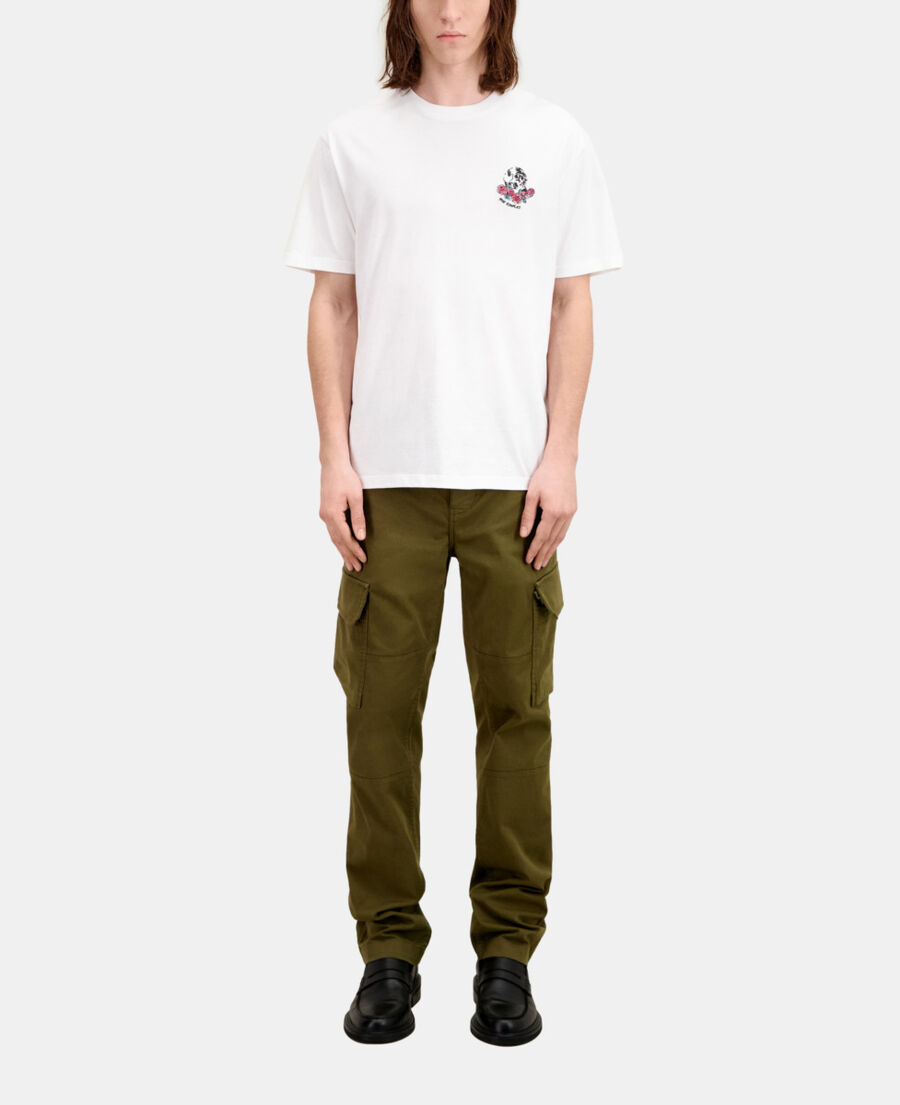 The Kooples MEN WHITE men's white t-shirt with vintage skull embroidery