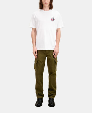 The Kooples MEN WHITE men's white t-shirt with vintage skull embroidery