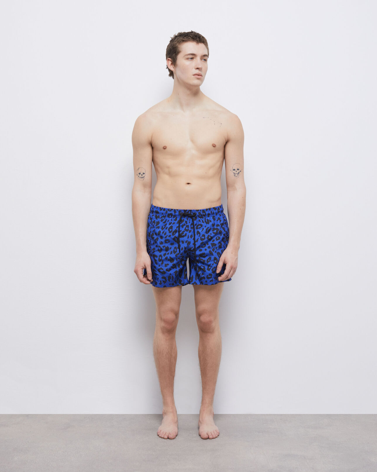 The Kooples MEN BLUE ELECTRIC blue leopard print swimsuit