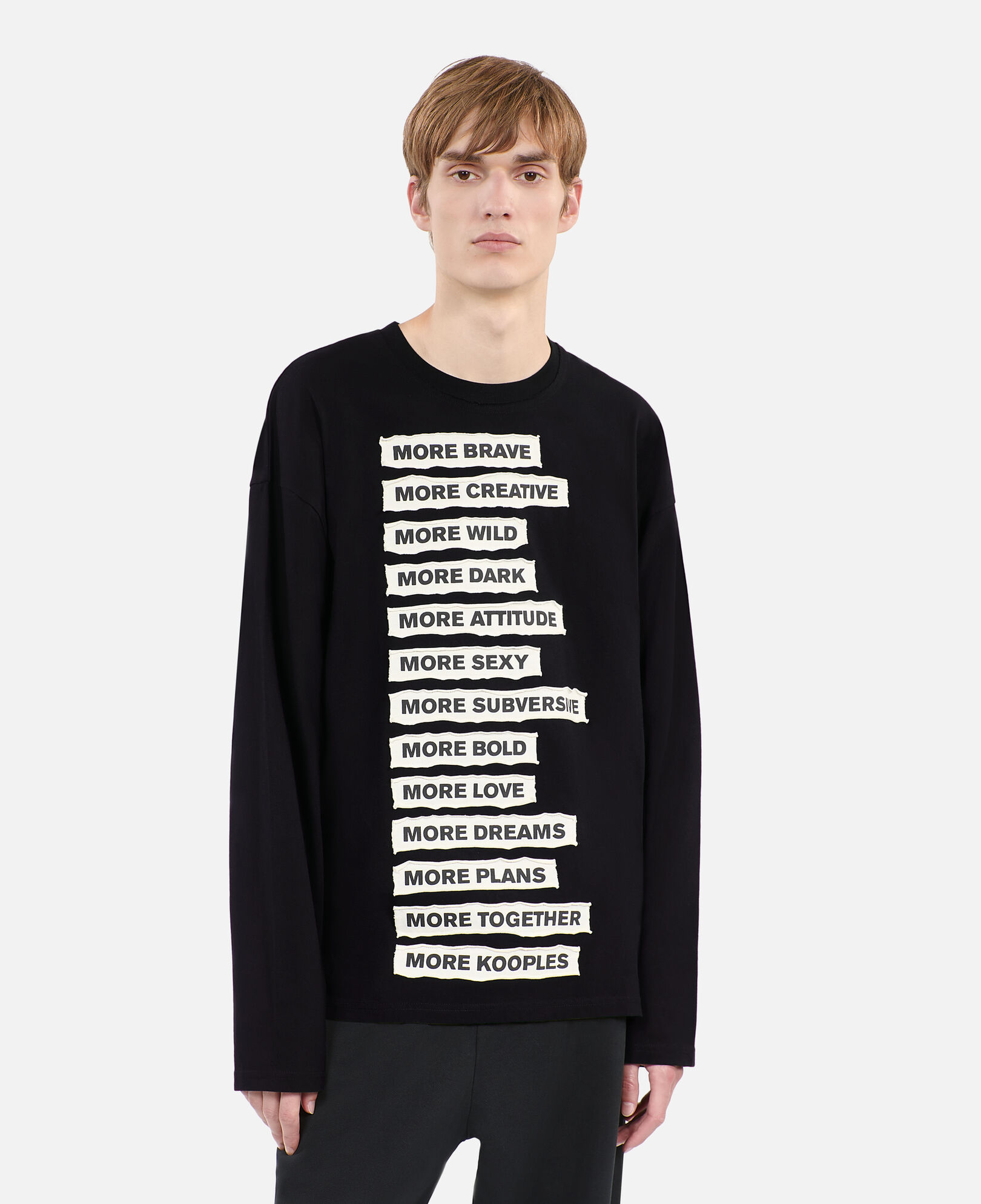 The Kooples MEN BLACK WASHED black long-sleeved t-shirt
