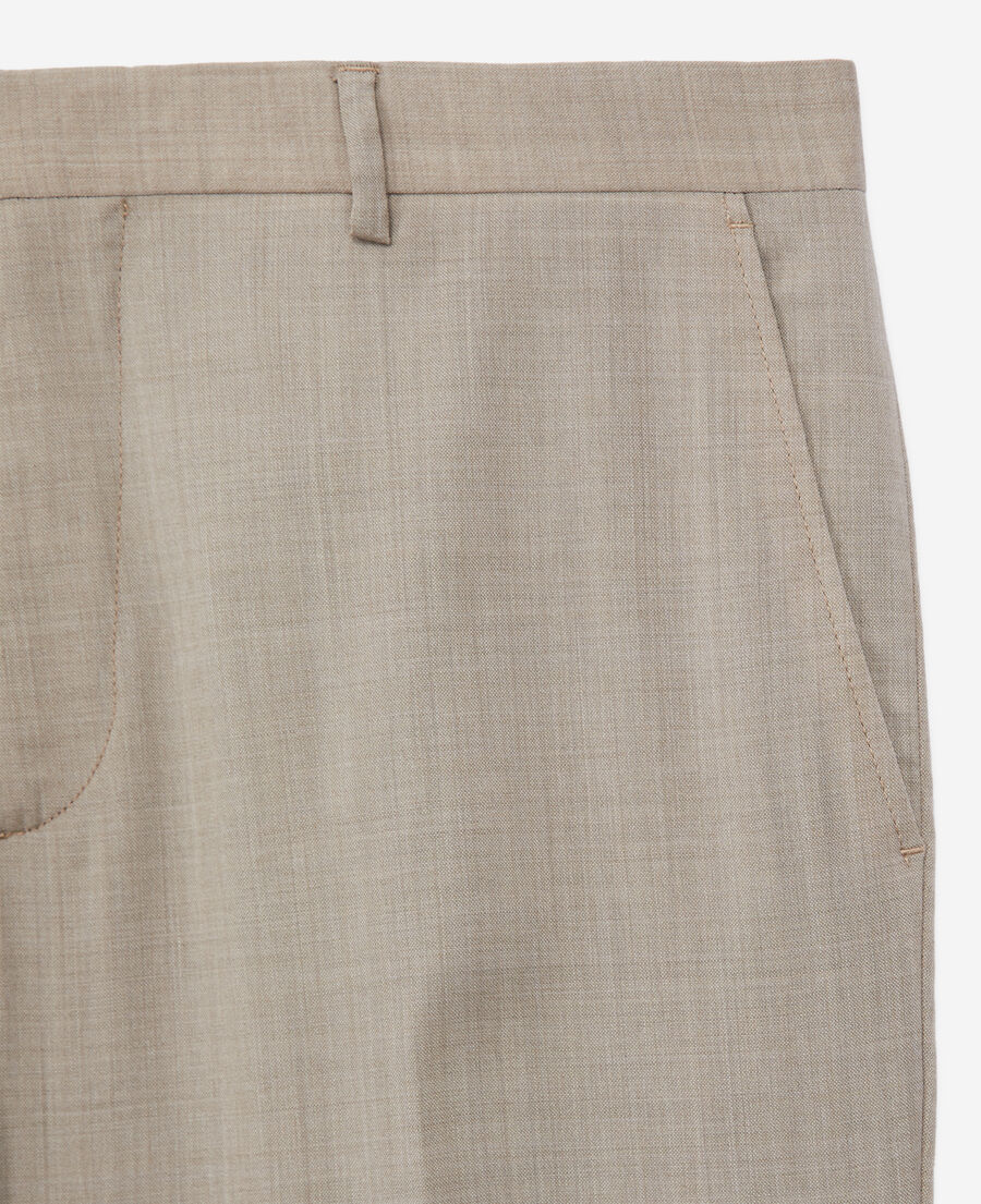 The Kooples HOMME BEIGE MELANGE pantalon de costume beige en laine fil &agrave; fil