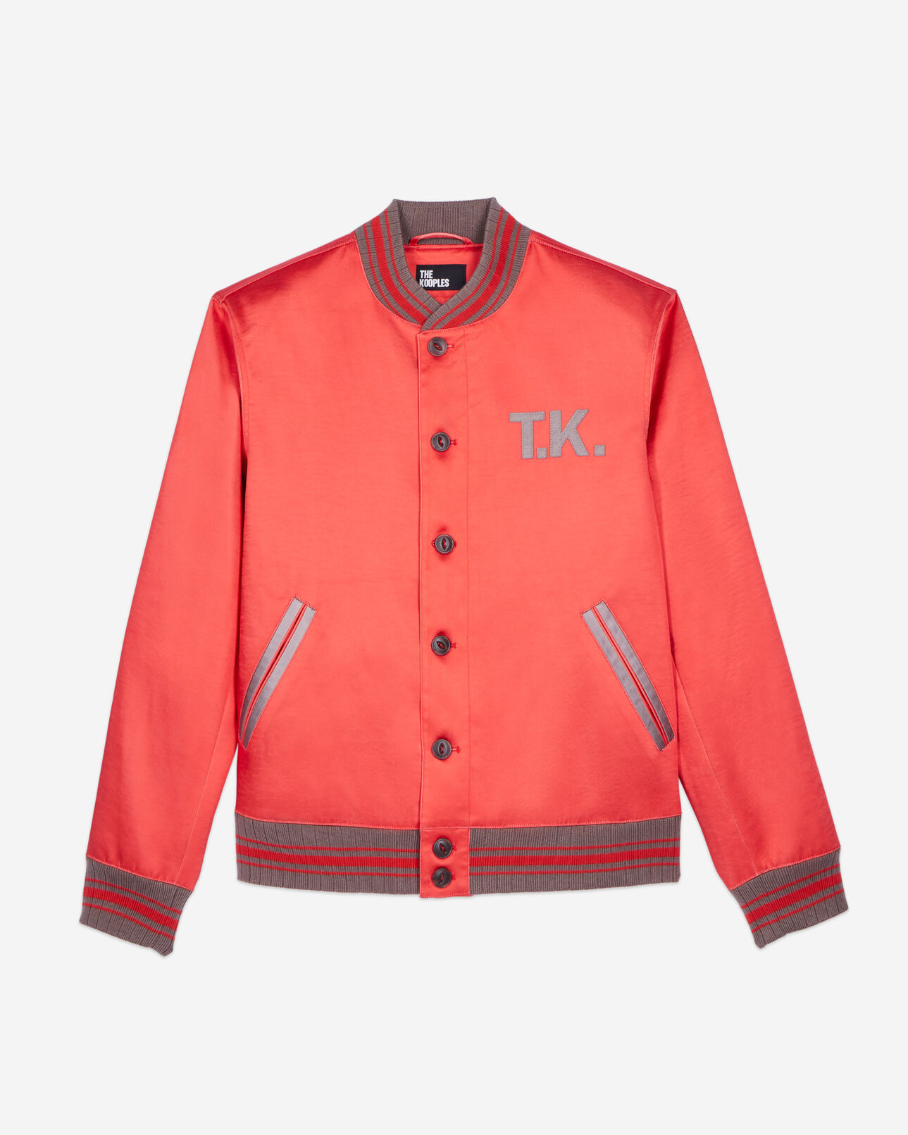 The Kooples MEN RUBIS red satin jacket with patches