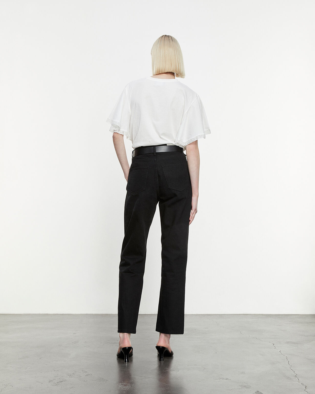 The Kooples FEMME BLACK jean noir à taille haute droit