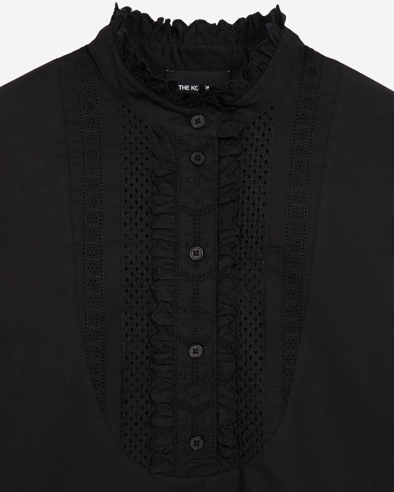 The Kooples MUJER BLACK camisa negra algodón bordada manga