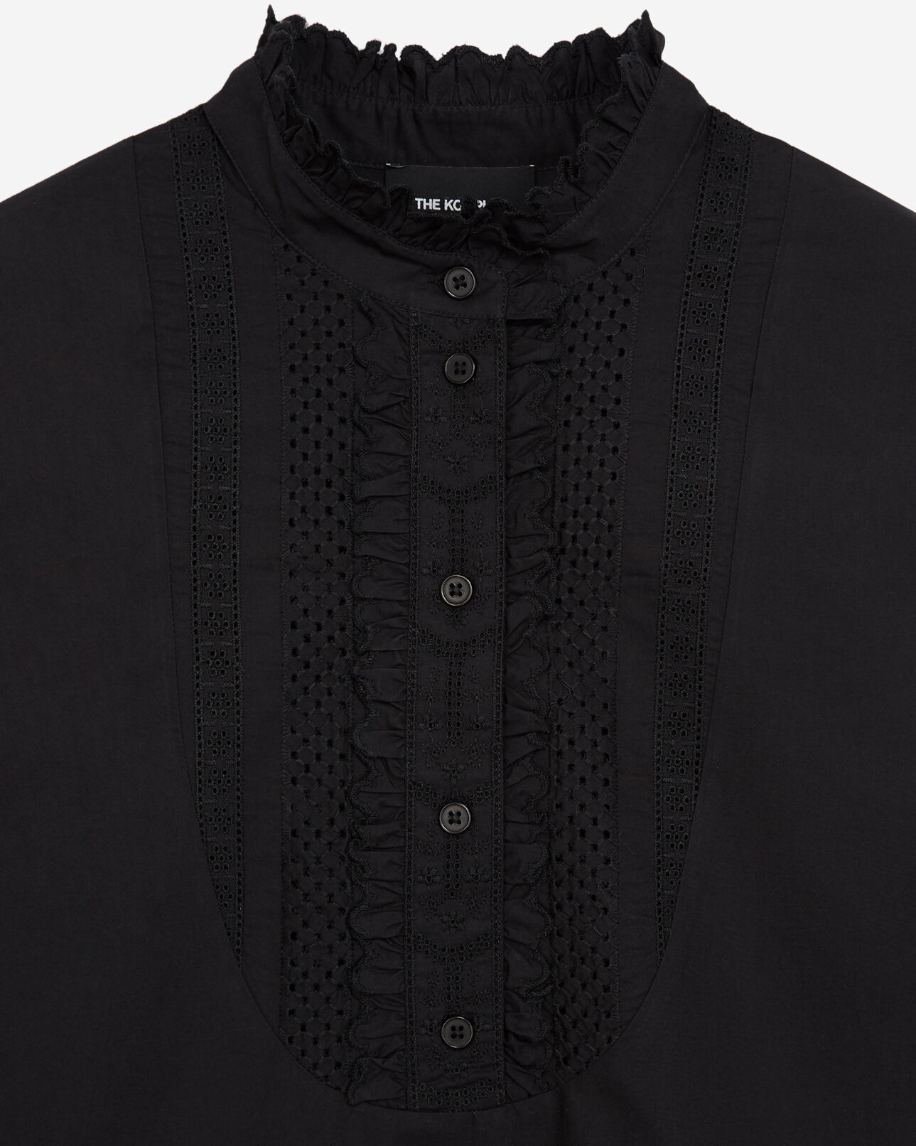The Kooples MUJER BLACK camisa negra algodón bordada manga