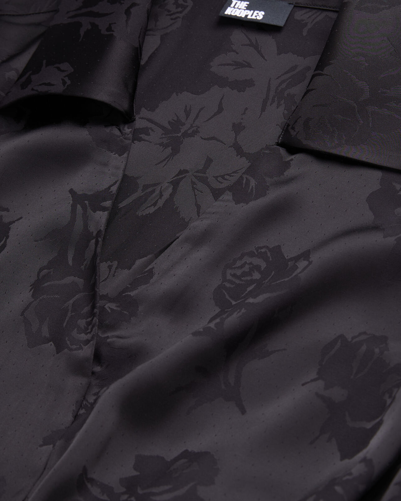 The Kooples DAMEN BLACK halblanges schwarzes kleid mit blumenmotiv
