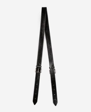 The Kooples WOMEN BLACK amelia bag strap in black cracked leather