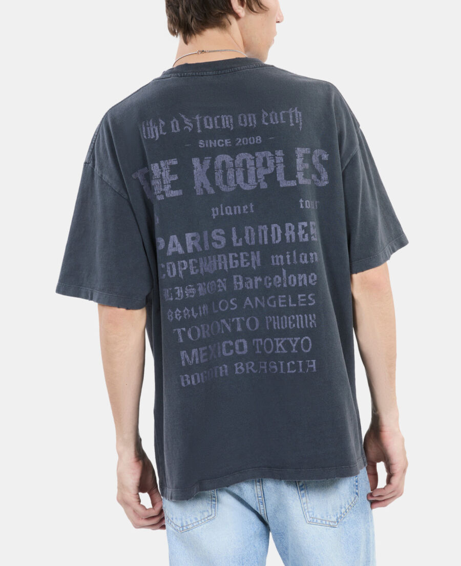 The Kooples HOMME BLACK WASHED t-shirt &agrave; s&eacute;rigraphie noir