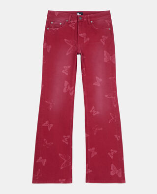 The Kooples F DARK RED butterfly print flare jeans