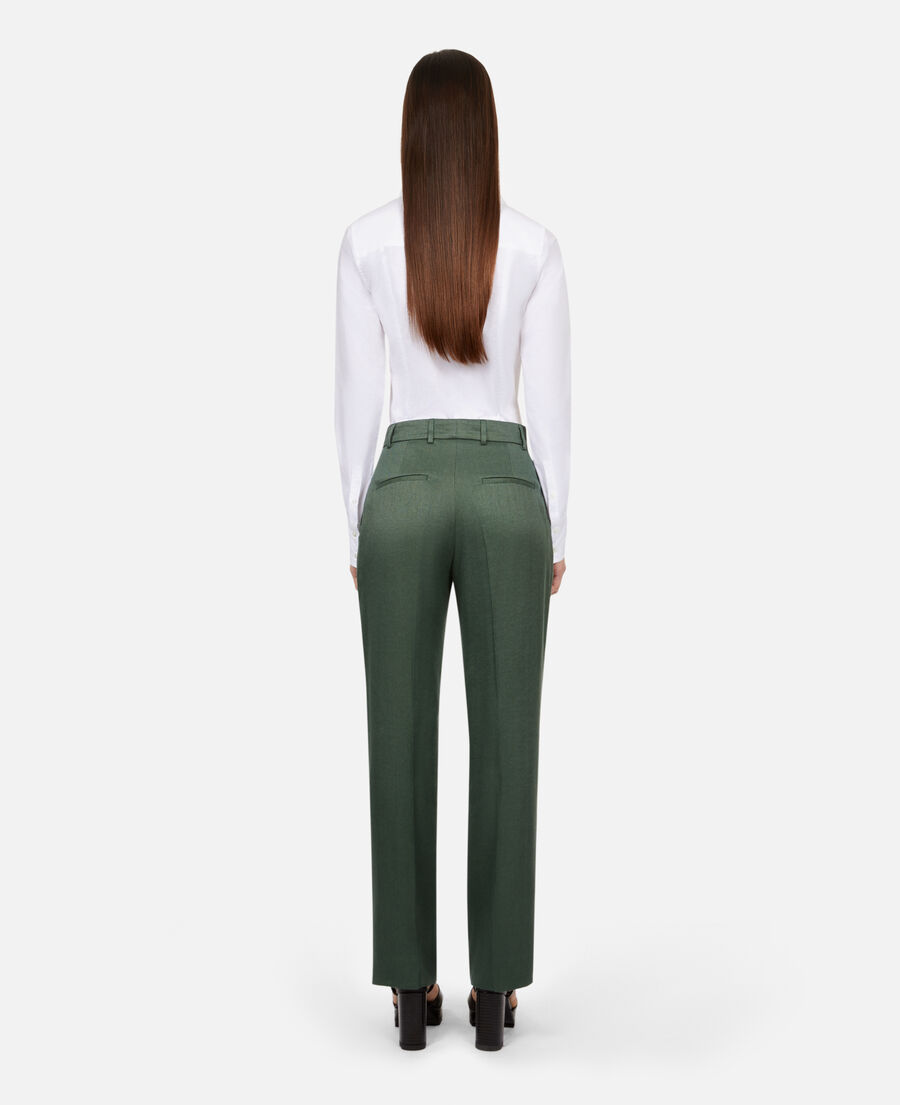 green suit trousers