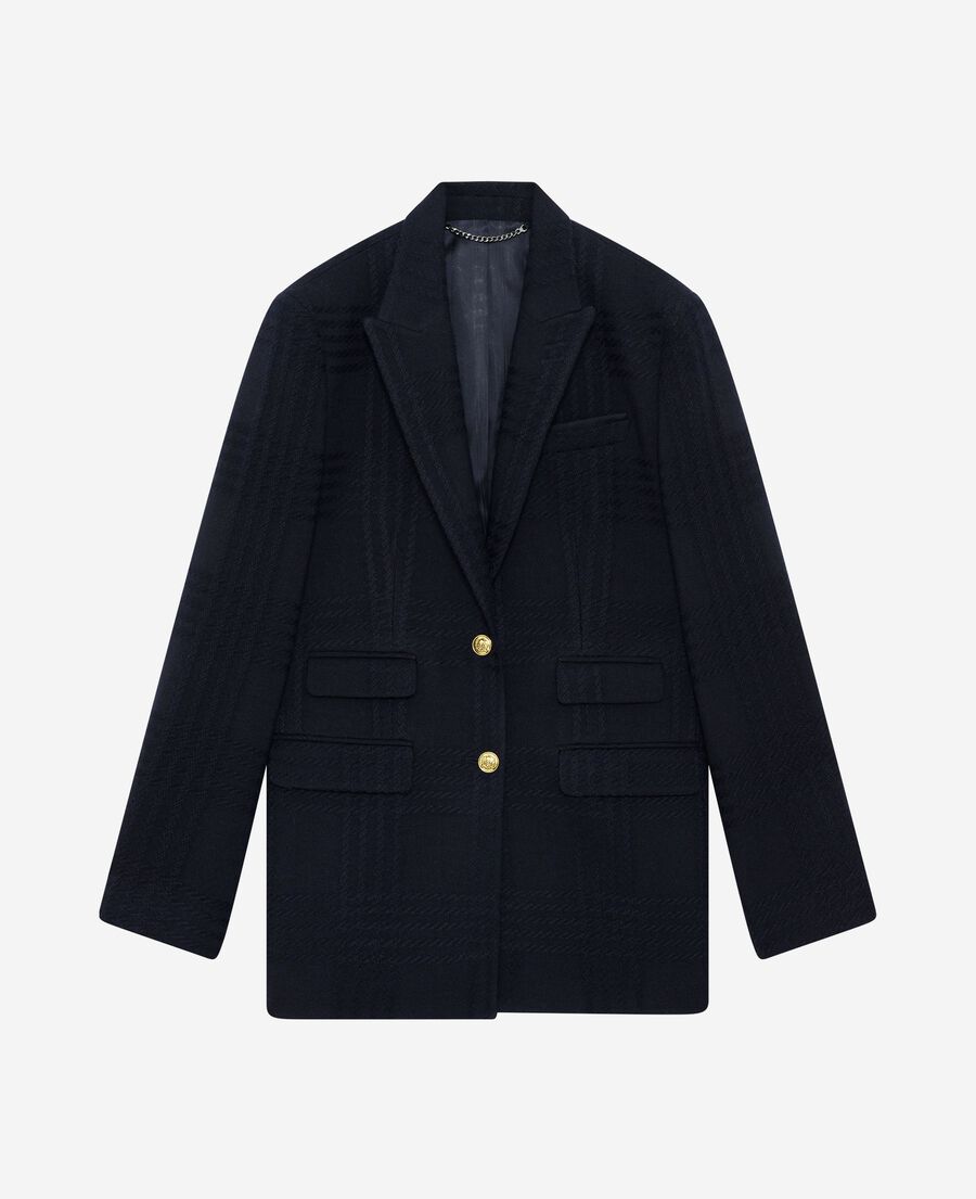 The Kooples FEMME NAVY veste en tweed en laine marine
