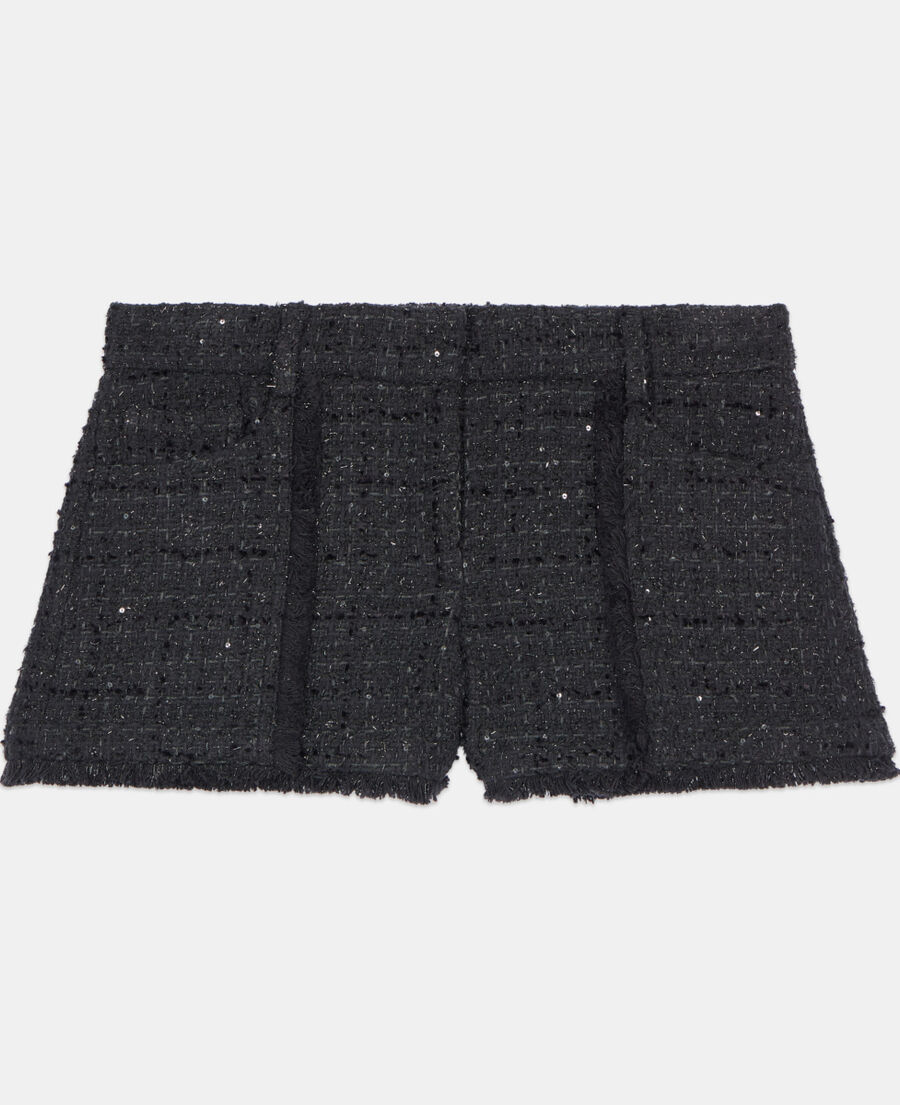 The Kooples FEMME BLACK short en tweed noir