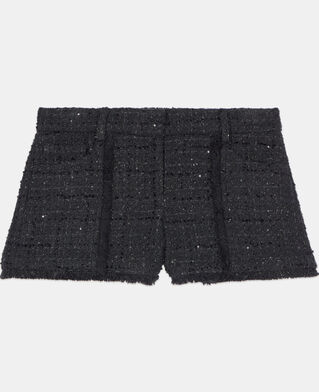 The Kooples FEMME BLACK short en tweed noir